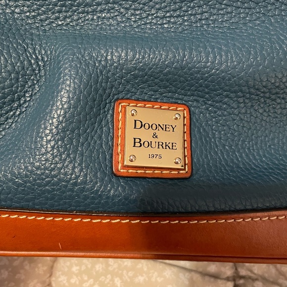 Dooney & Bourke Teal and Brown Leather Satchel - Picture 9 of 10